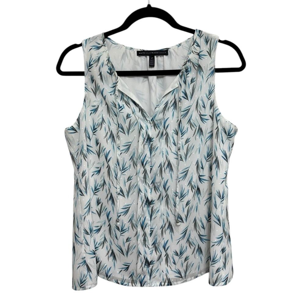 WHBM Palm Leaf Swiss Dot Shell Top - Size 4 Petite